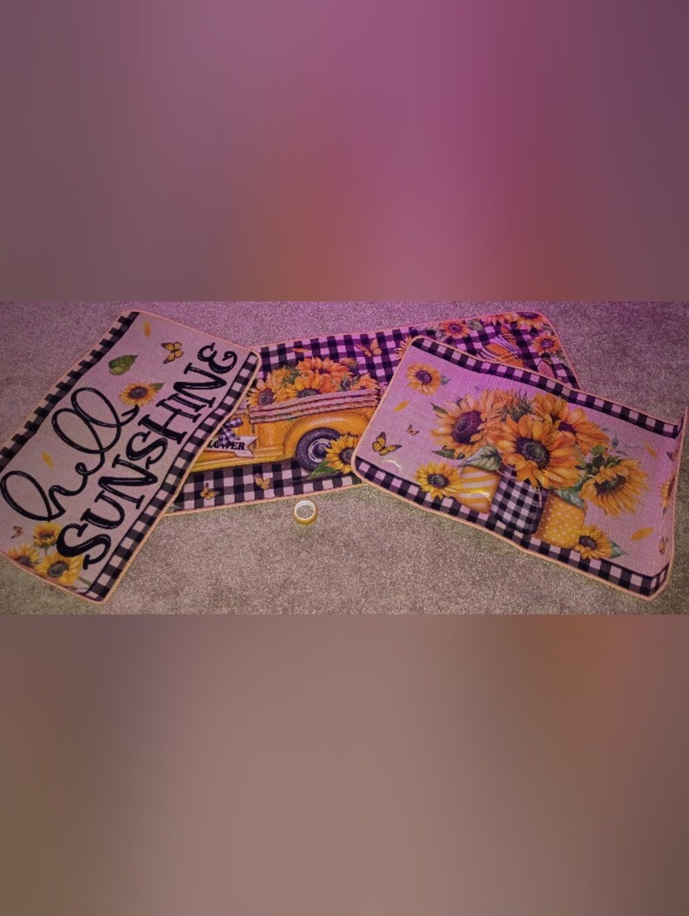 Sunflower Kitchen Rug Set - Yellow Sunflower Design